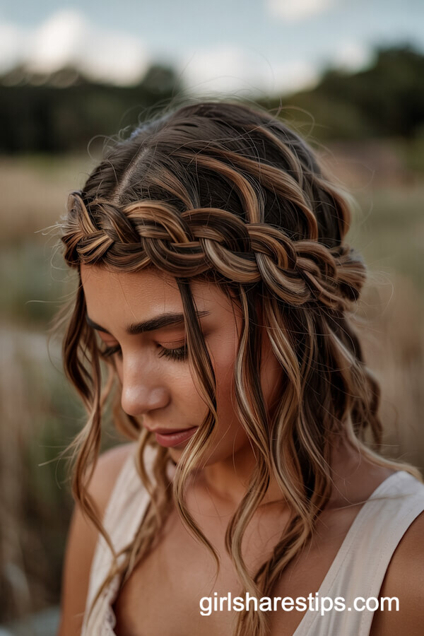 Braided Headband with Loose Waves