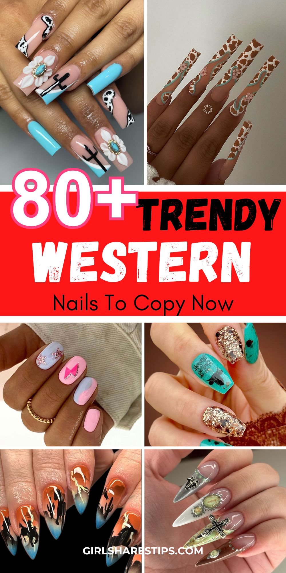 country nails and western nails collage