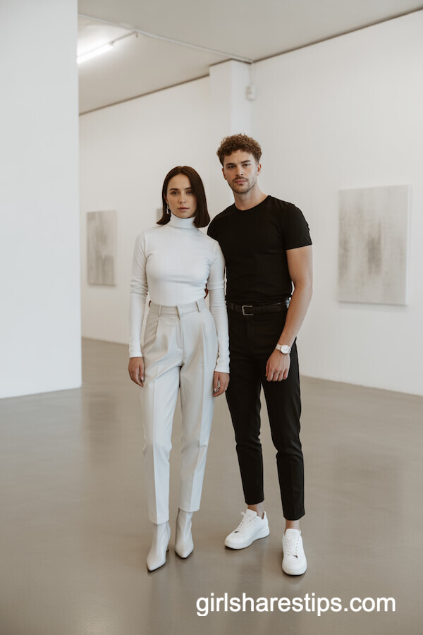 All-White Turtleneck All Black T-Shirt
