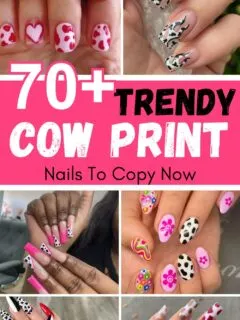 cow print nails collage