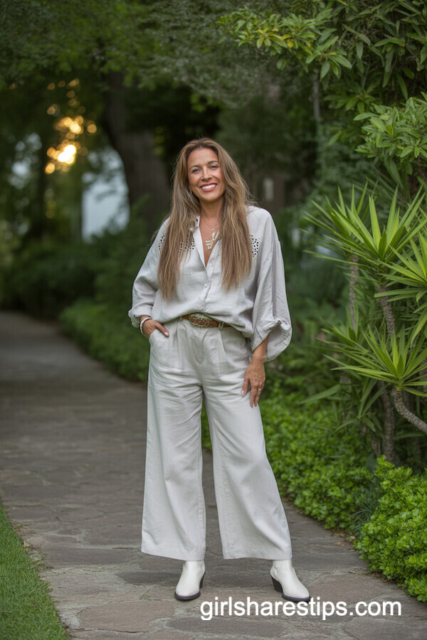 White Linen Pants and Blouse