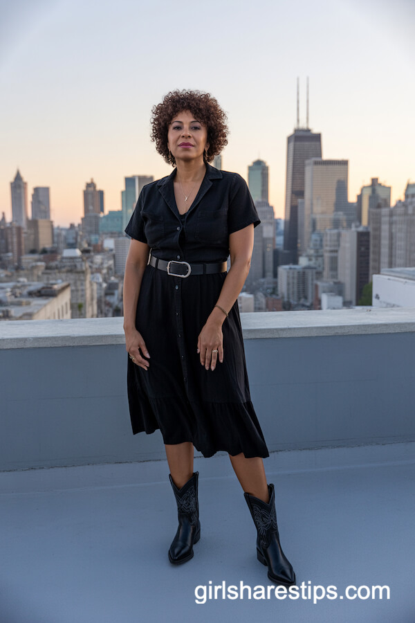 All-Black Midi Dress and Boots