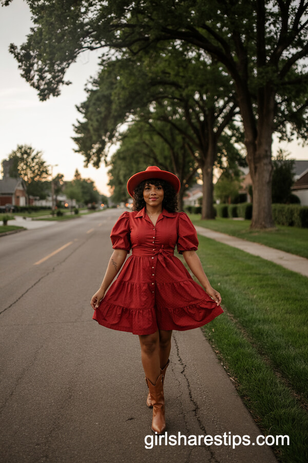 Vintage Red Prairie Dress Cowgirl Style
