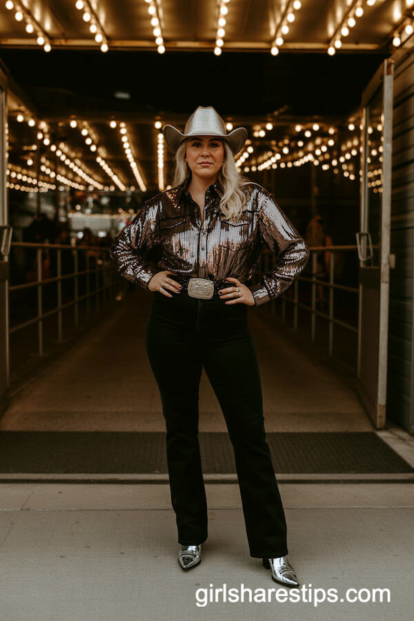 Shiny Sequin Western Shirt