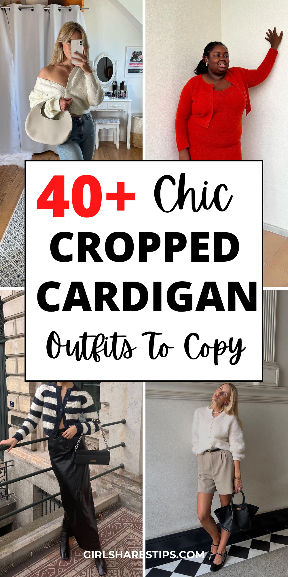 cropped cardigan outfit ideas collage