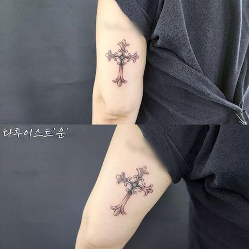 Premium Vector  Cross and flower tattoo isolated icon design