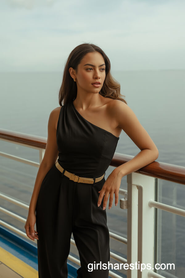 Sleek One-Shoulder Black Jumpsuit