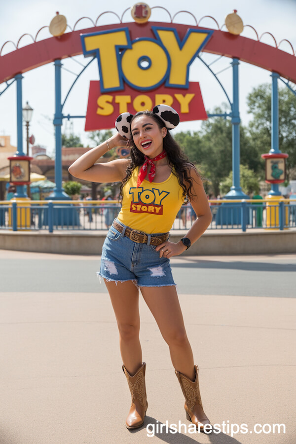 Toy Story Land Western-Themed Ensemble with Yellow Tank and Cow Print Ears