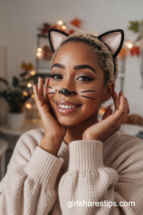 Classic Cute Black Cat Makeup