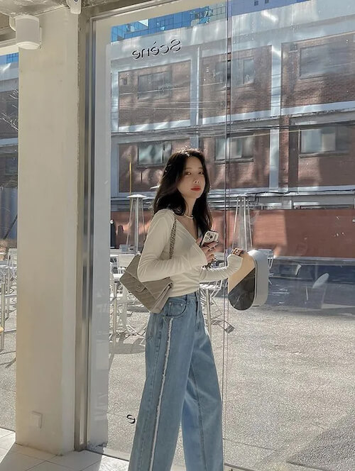 cute Korean outfits with jeans