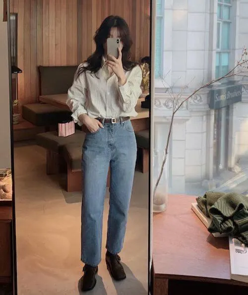 cute Korean outfits with jeans