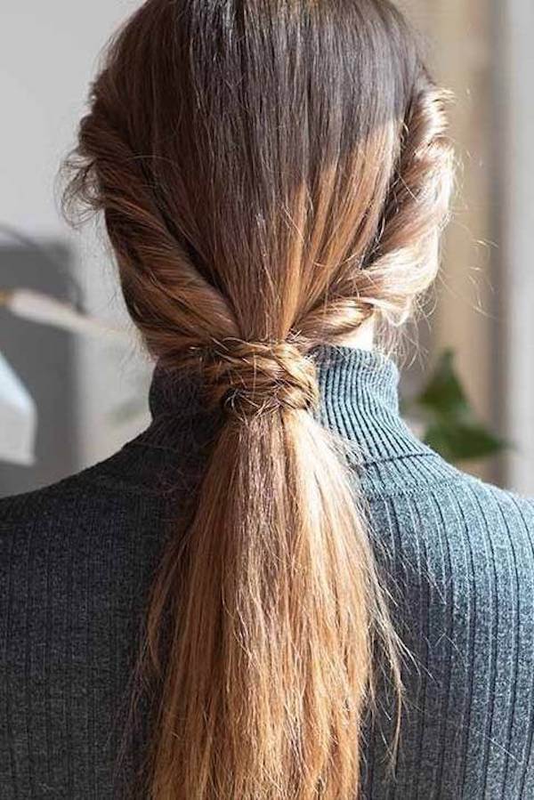 Fall Inspired Twisted Low Ponytail