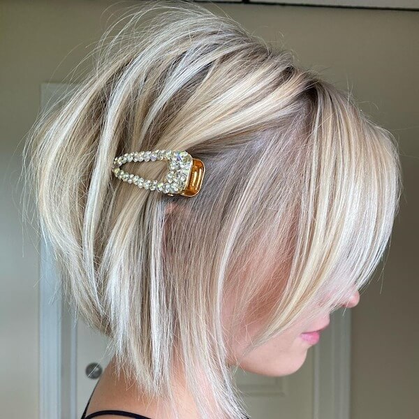 Short Bob with Sparkly Hair Clip
