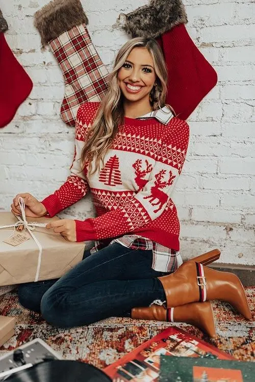 cute outfits with ugly Christmas sweater