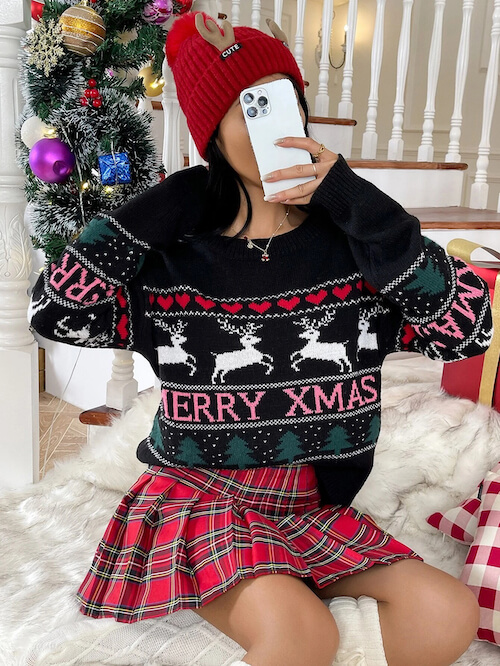 cute outfits with ugly Christmas sweater