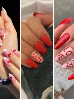 cute red Valentines Day nails