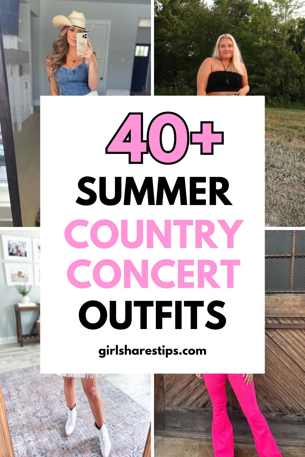 cute summer country concert outfit ideas for women collage