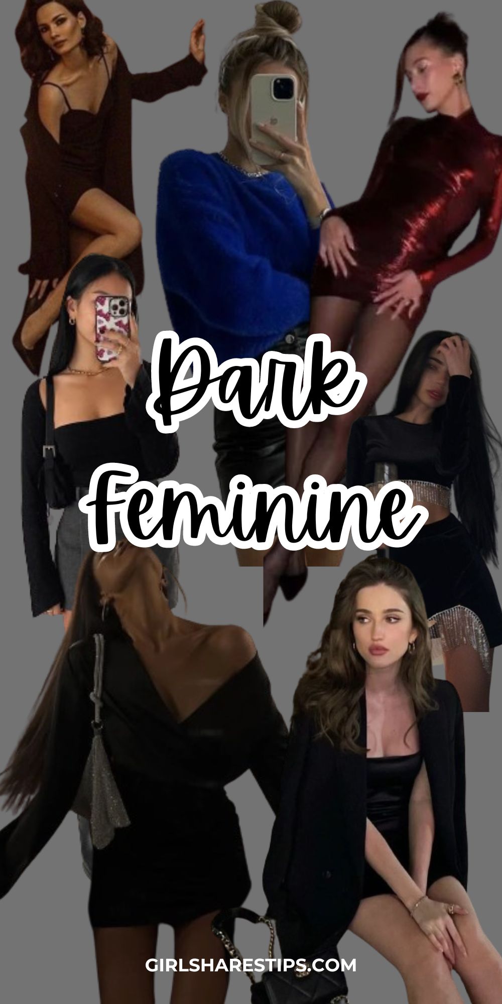 dark feminine outfits collage