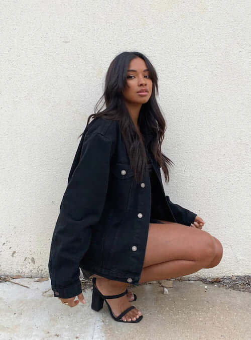 black oversized denim jacket for black women