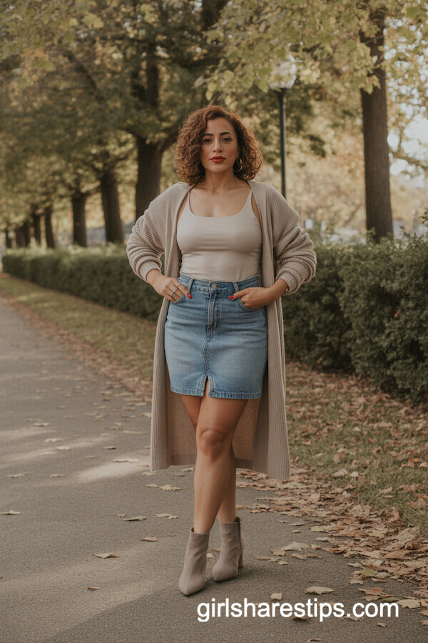 Neutral Tank with Longline Cardigan
