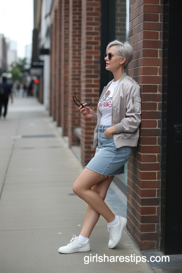 Graphic Tee with Faded Mini Skirt