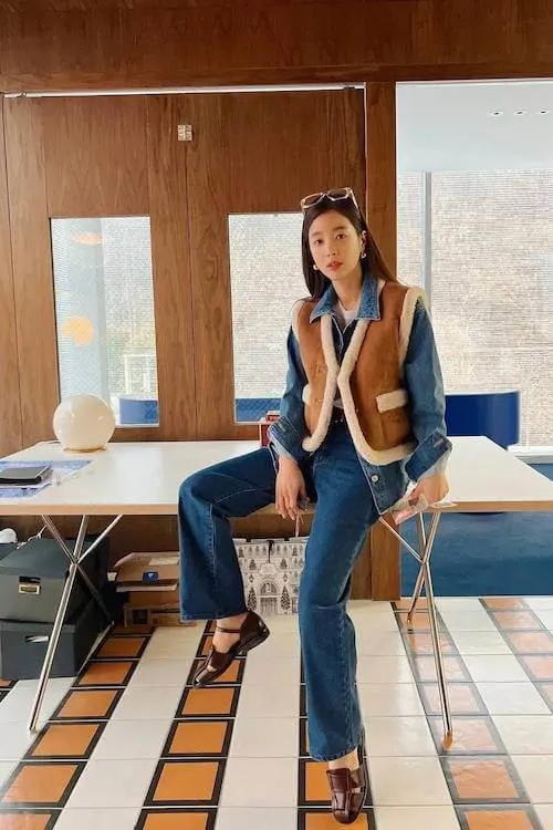 denim on denim outfit