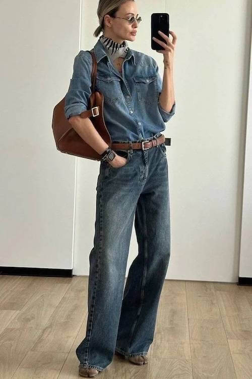 denim on denim outfit