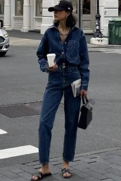 denim on denim outfit
