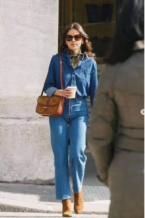 denim on denim outfit