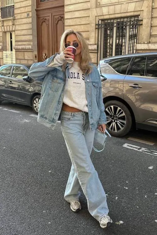 denim on denim outfit
