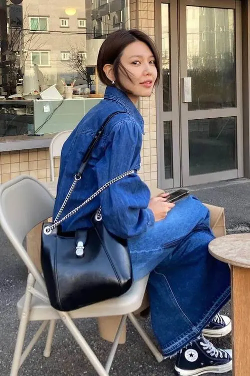 denim on denim outfit