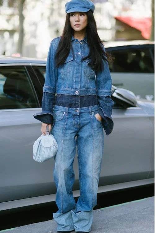 denim on denim outfit