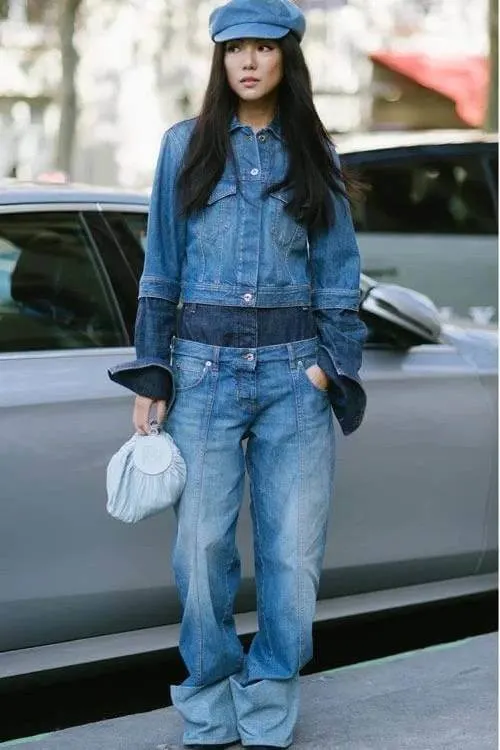 denim on denim outfit