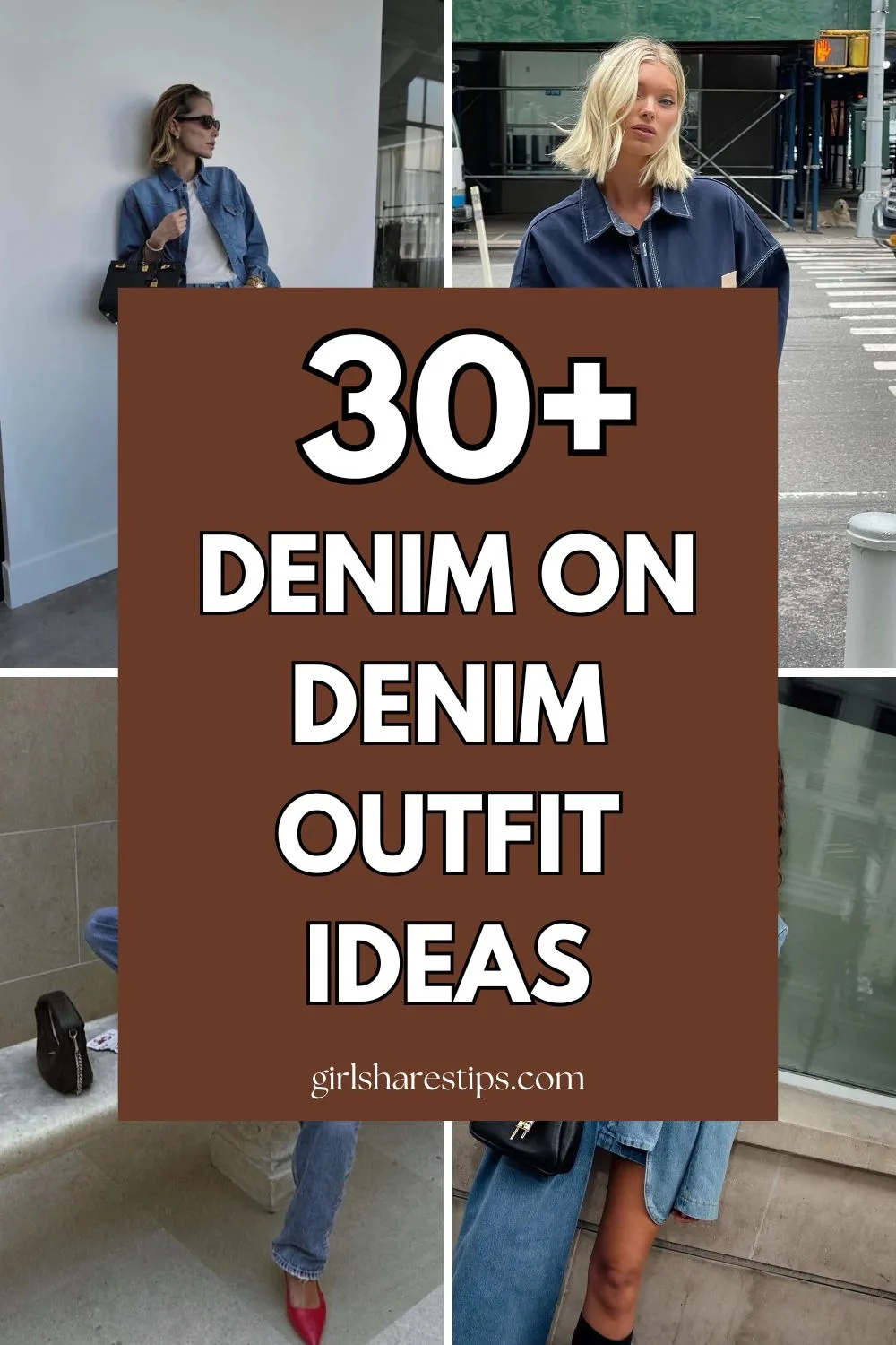 denim on denim outfit ideas collage