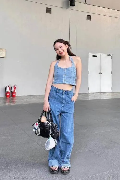 denim on denim outfit
