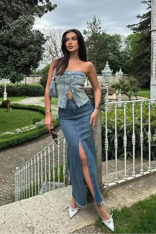 denim on denim outfit