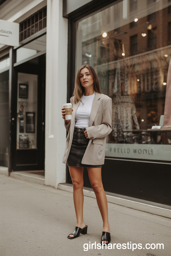 summer denim skirt outfit ideas