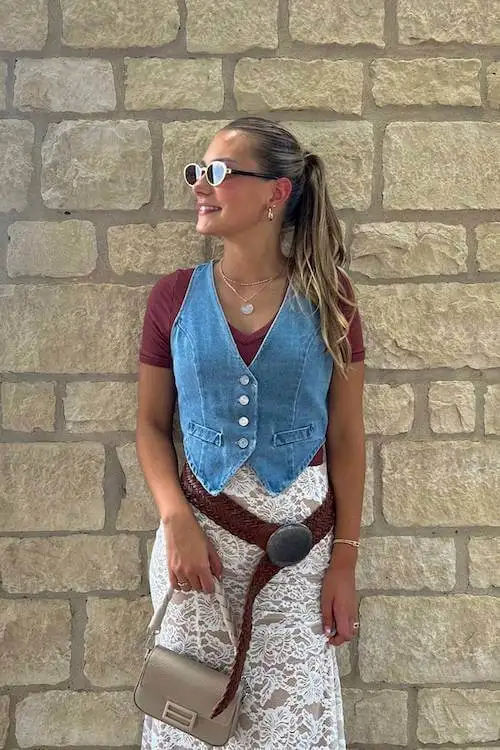 denim vest outfit