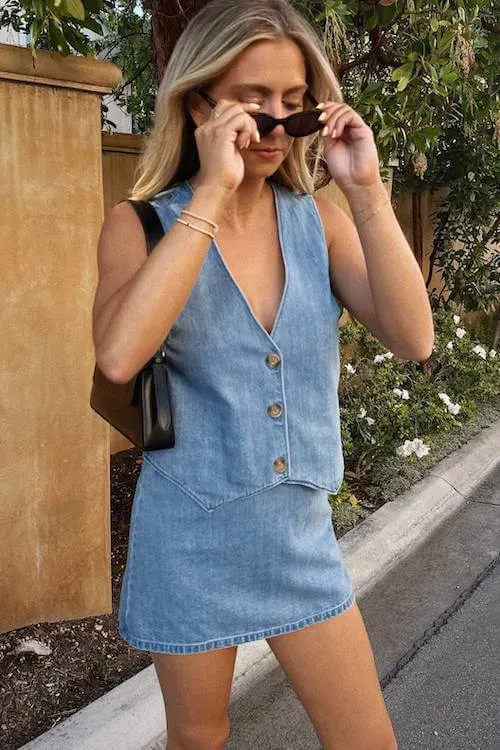 denim vest outfit