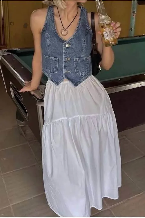 denim vest outfit