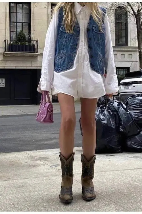 denim vest outfit