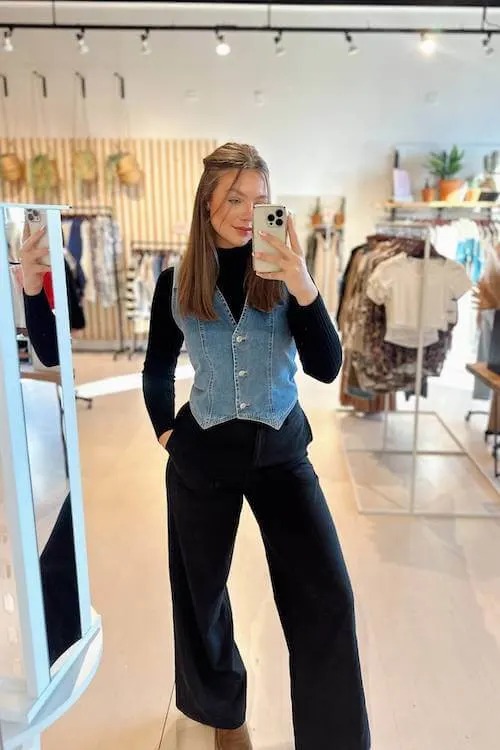 denim vest outfit