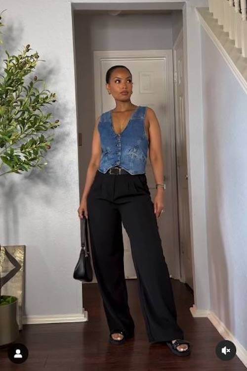denim vest outfit