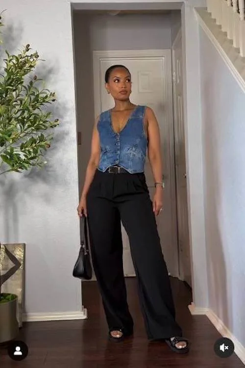 denim vest outfit
