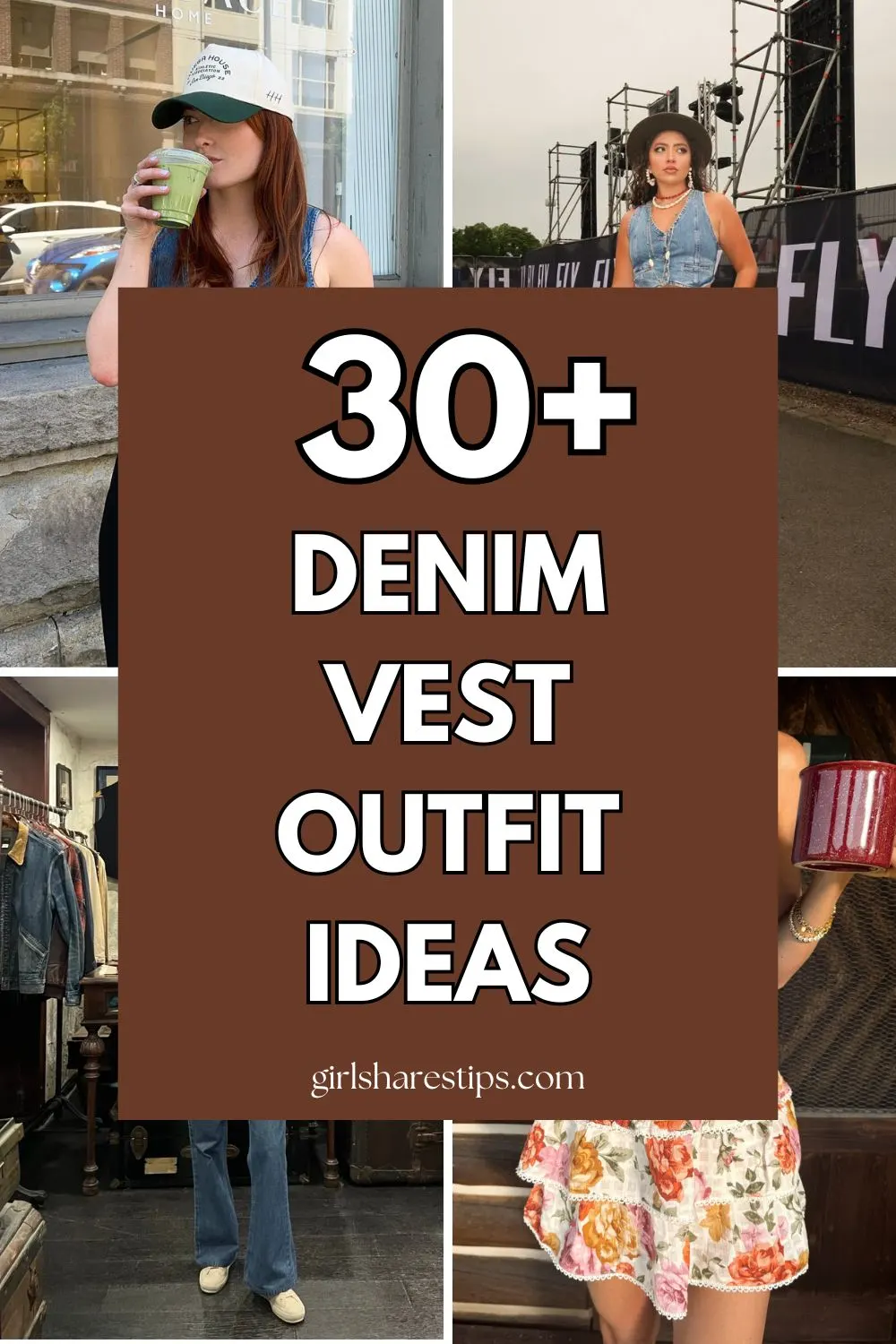 denim vest outfit ideas for women collage