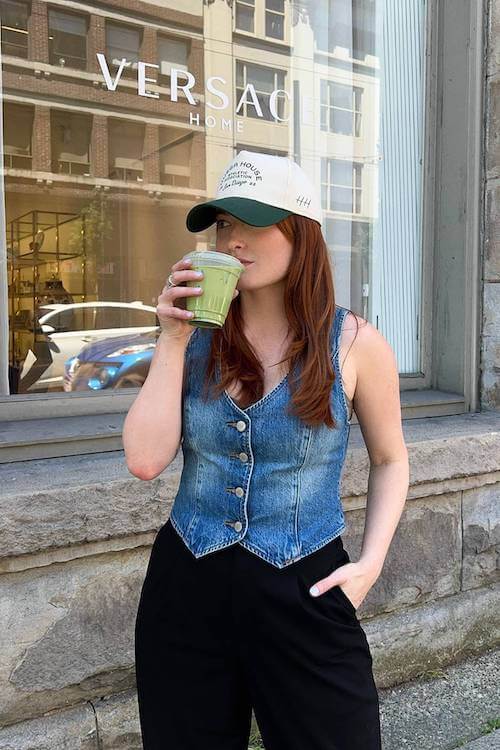 denim vest outfit