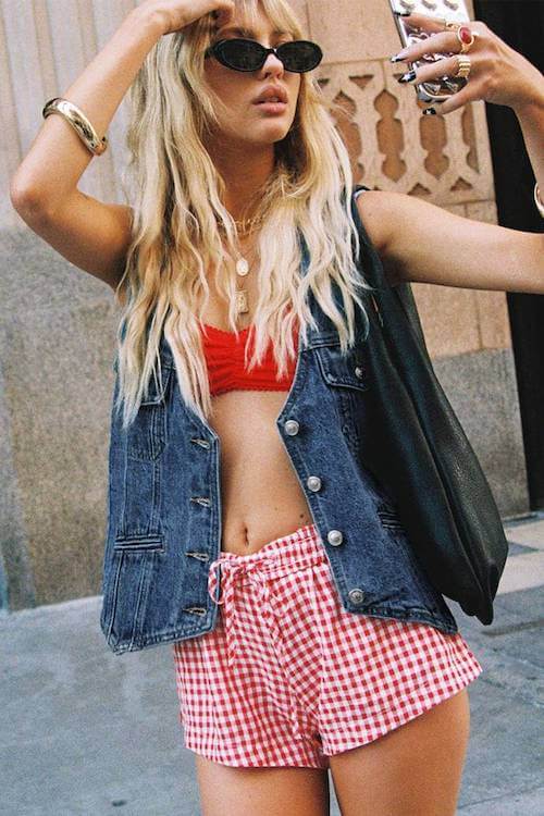 denim vest outfit