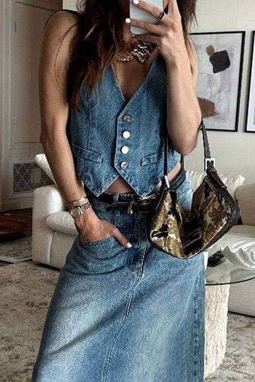 denim vest outfit