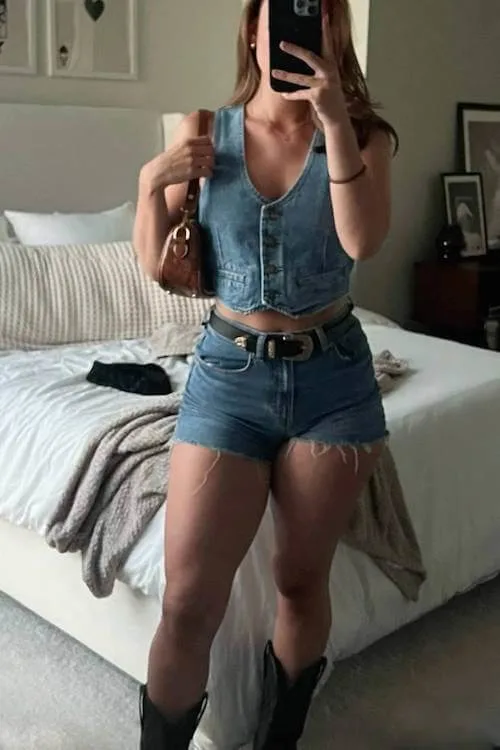 denim vest outfit