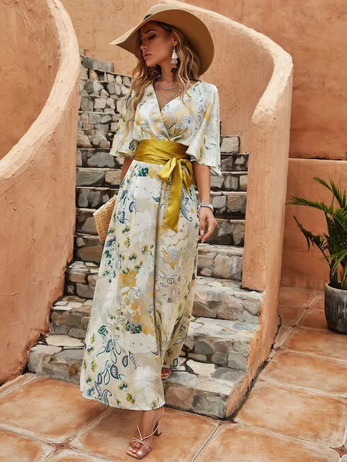 a classy belted dress for the desert